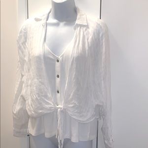 BDG tie shirt in white s small rayon layer piece